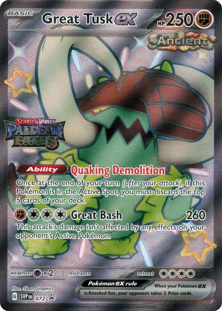 Great Tusk ex - 072 (Paldean Fates Stamped) -